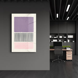 Lavanta ve Pembe Soyut Bloklar - Cam Duvar Tablosu