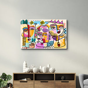 Pop-Art Soyut Canlı Yüzler - Cam Duvar Tablosu