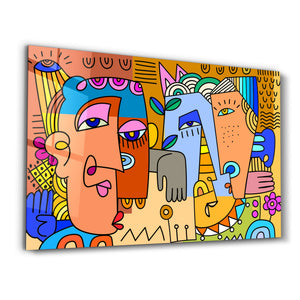 Kentsel Pop-Art Tarzında Eğlenceli Portreler - Cam Duvar Tablosu
