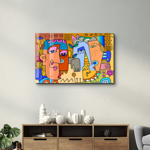 Kentsel Pop-Art Tarzında Eğlenceli Portreler - Cam Duvar Tablosu