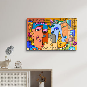Kentsel Pop-Art Tarzında Eğlenceli Portreler - Cam Duvar Tablosu