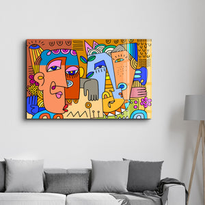 Kentsel Pop-Art Tarzında Eğlenceli Portreler - Cam Duvar Tablosu