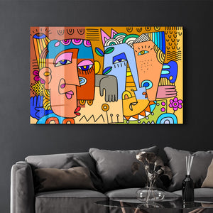 Kentsel Pop-Art Tarzında Eğlenceli Portreler - Cam Duvar Tablosu