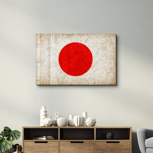Japonya Bayrağı Boya Sıçrama Efektli - Cam Duvar Tablosu