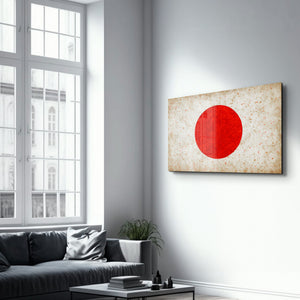 Japonya Bayrağı Boya Sıçrama Efektli - Cam Duvar Tablosu