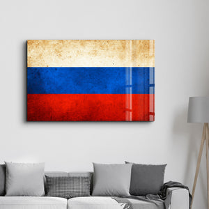 Rus Bayrağı Boya Sıçrama Efektli - Cam Duvar Tablosu