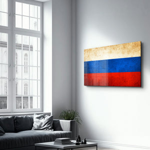 Rus Bayrağı Boya Sıçrama Efektli - Cam Duvar Tablosu