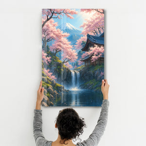 Huzurlu Sakura Şelalesi – Cam Duvar Tablosu