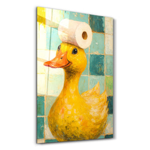 Banyo Zamanı Quack-Up – Cam Duvar Tablosu