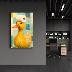 Banyo Zamanı Quack-Up – Cam Duvar Tablosu