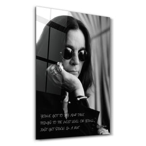 Ozzy Osbourne "Next Level" Monokrom – Cam Duvar Tablosu