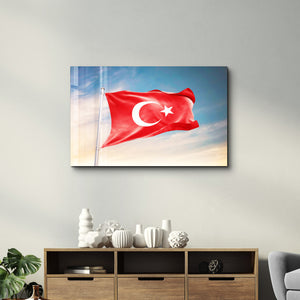 Türk Bayrağı Tablosu - Cam Duvar Tablosu