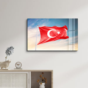 Türk Bayrağı Tablosu - Cam Duvar Tablosu