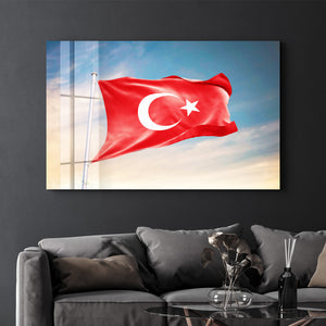 Türk Bayrağı Tablosu - Cam Duvar Tablosu