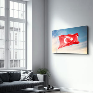 Türk Bayrağı Tablosu - Cam Duvar Tablosu