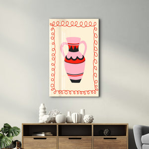 Pembe Amfora | Cam Duvar Tablosu