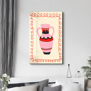 Pembe Amfora | Cam Duvar Tablosu