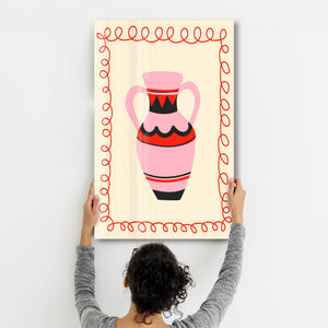 Pembe Amfora | Cam Duvar Tablosu