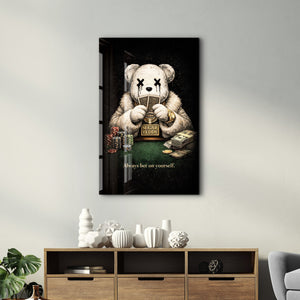 Always Bet on Yourself x Sugar Teddy | Glass Wall Art