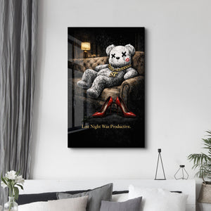 Last Night Was Productive x Sugar Teddy | Glass Wall Art