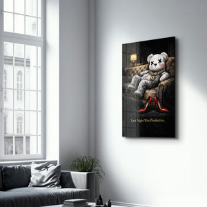 Last Night Was Productive x Sugar Teddy | Glass Wall Art