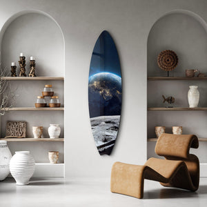 Kozmik Yolculuk | Sörf Tahtası Cam Duvar Tablosu