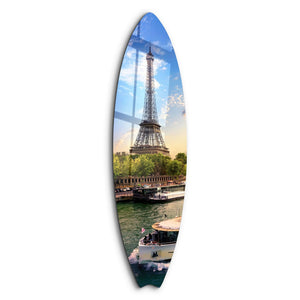 Paris Sörfü | Sörf Tahtası Cam Duvar Tablosu