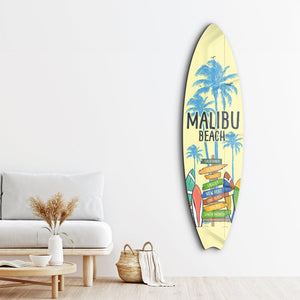 Malibu Heyacanı | Sörf Tahtası Cam Duvar Tablosu
