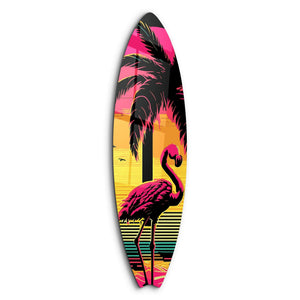 Flamingo Rüyası | Sörf Tahtası Cam Duvar Tablosu