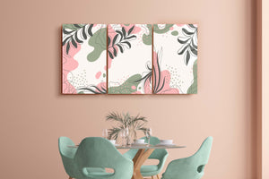 ・"Pastel Leaves - Trio"・Glass Wall Art - ArtDesigna Glass Printing Wall Art