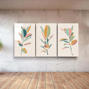 ・"Colors on Branches - Trio"・Glass Wall Art - ArtDesigna Glass Printing Wall Art