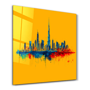 Dubai Skyline Çizimi | Cam Duvar Tablosu