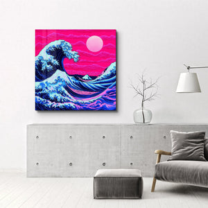 Hokusai'ye Fütüristik Bir Saygı Duruşu | Cam Duvar Tablosu