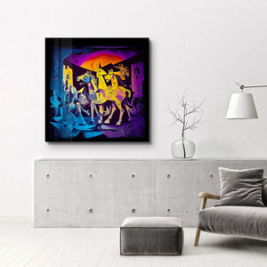 Neo-Kübist Kaos: Picasso'nun Vizyonunun Modern Bir Yorumu | Cam Duvar Tablosu