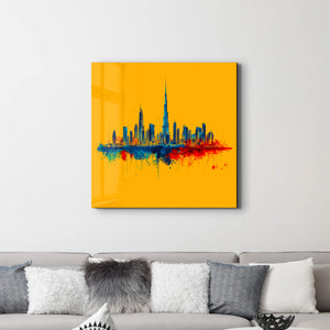 Dubai Skyline Çizimi | Cam Duvar Tablosu