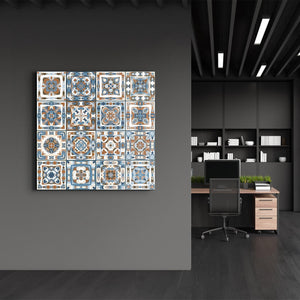 Brown-Blue Italian Ceramic Tiles Collection | Glass Wall Art - Artdesigna