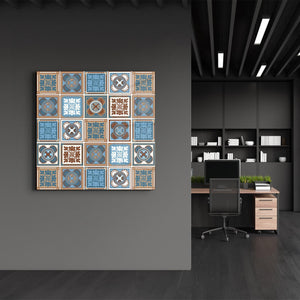 Blue-Light Brown Italian Ceramic Tiles Collection | Glass Wall Art - Artdesigna
