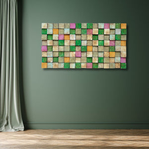 Füme Yeşil/Pembe | Birinci Sınıf Ahşap El Yapımı Duvar Heykeli