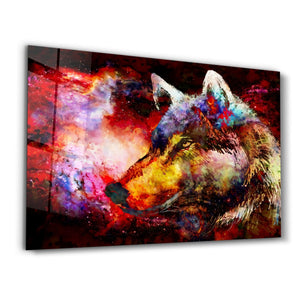 Abstract Colorful Wolf | Glass Wall Art - Artdesigna