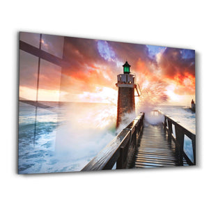 Stormy Sea | Glass Wall Art - Artdesigna