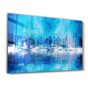 The Fuzzy Cityscape Of New York | Glass Wall Art - Artdesigna
