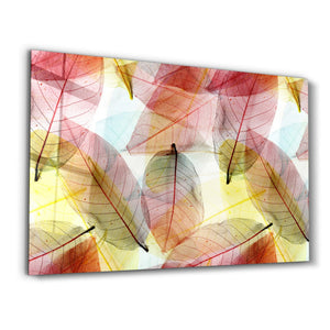 Colored Leaves | Glass Wall Art - Artdesigna