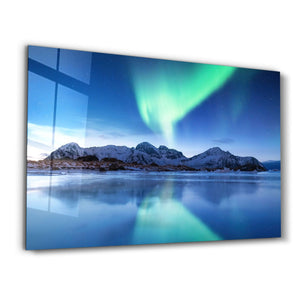 Reflection Of The Northern Lights | Glass Wall Art - Artdesigna