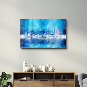 The Fuzzy Cityscape Of New York | Glass Wall Art - Artdesigna