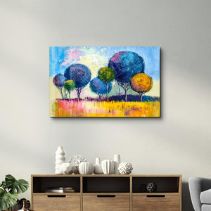Pompom Trees | Glass Wall Art - Artdesigna