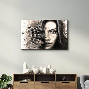 Hiding Woman | Glass Wall Art - Artdesigna
