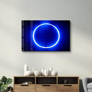 Blue Circle Light | Glass Wall Art - Artdesigna