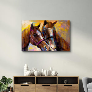 Horses in Love | Glass Wall Art - Artdesigna