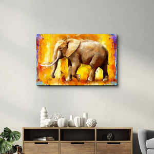 Elephant Yellow | Glass Wall Art - Artdesigna