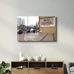 Banksy - Sorry | Designer's Collection Glass Wall Art - Artdesigna